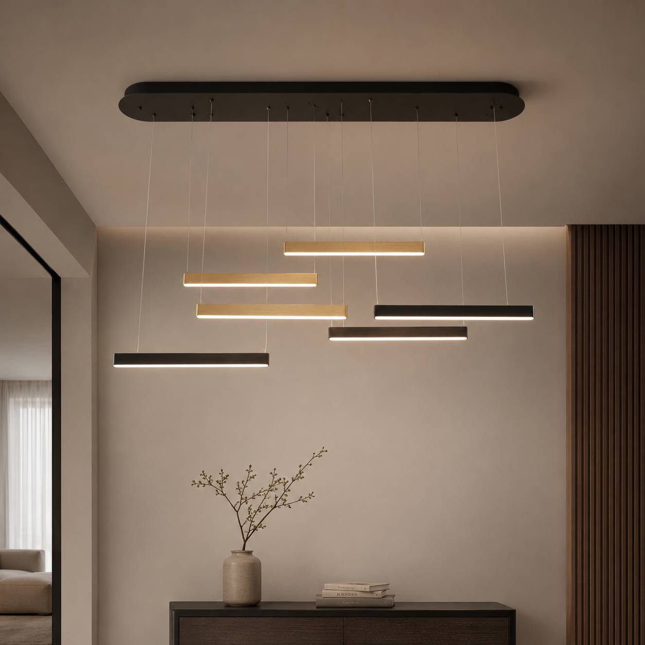 X6156/6 Chandelier Light - Black+Gold
