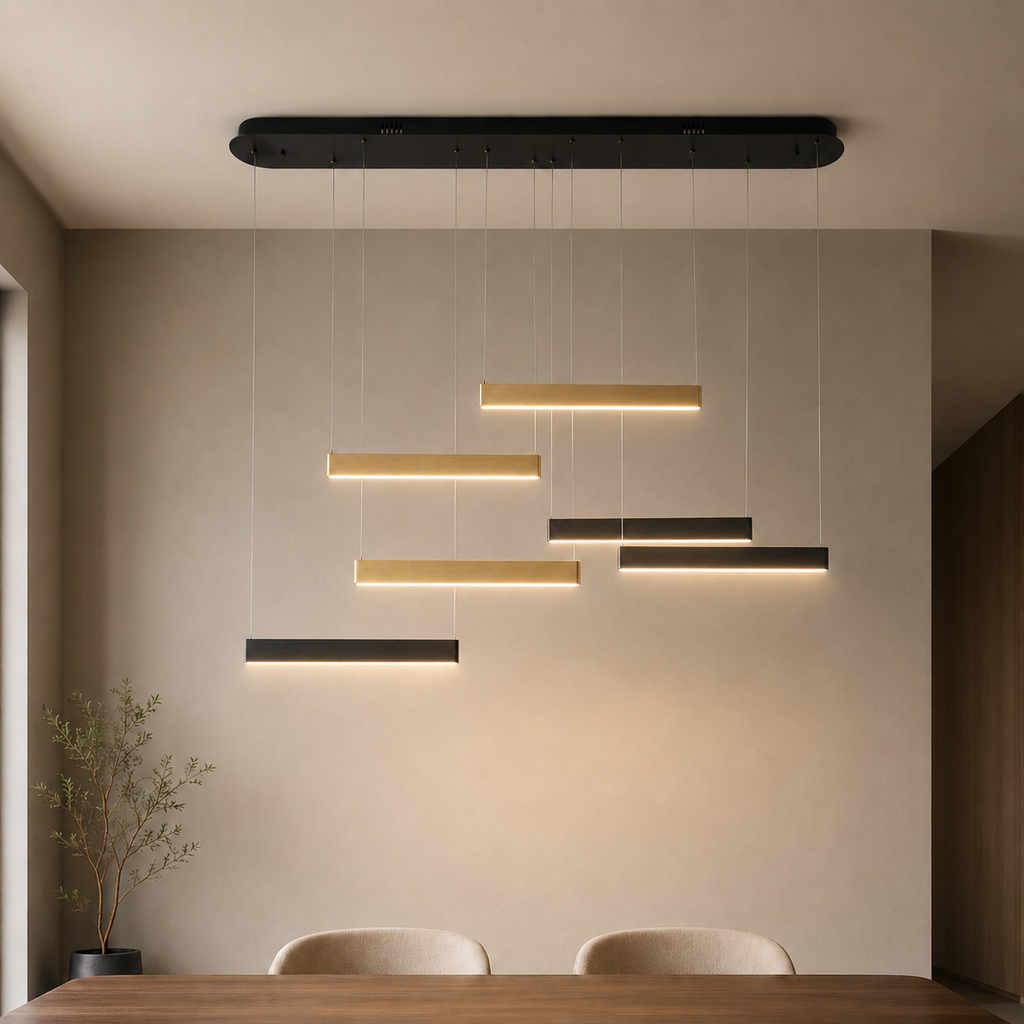 X6156/6 Chandelier light in Black+Gold - Levico Home Living
