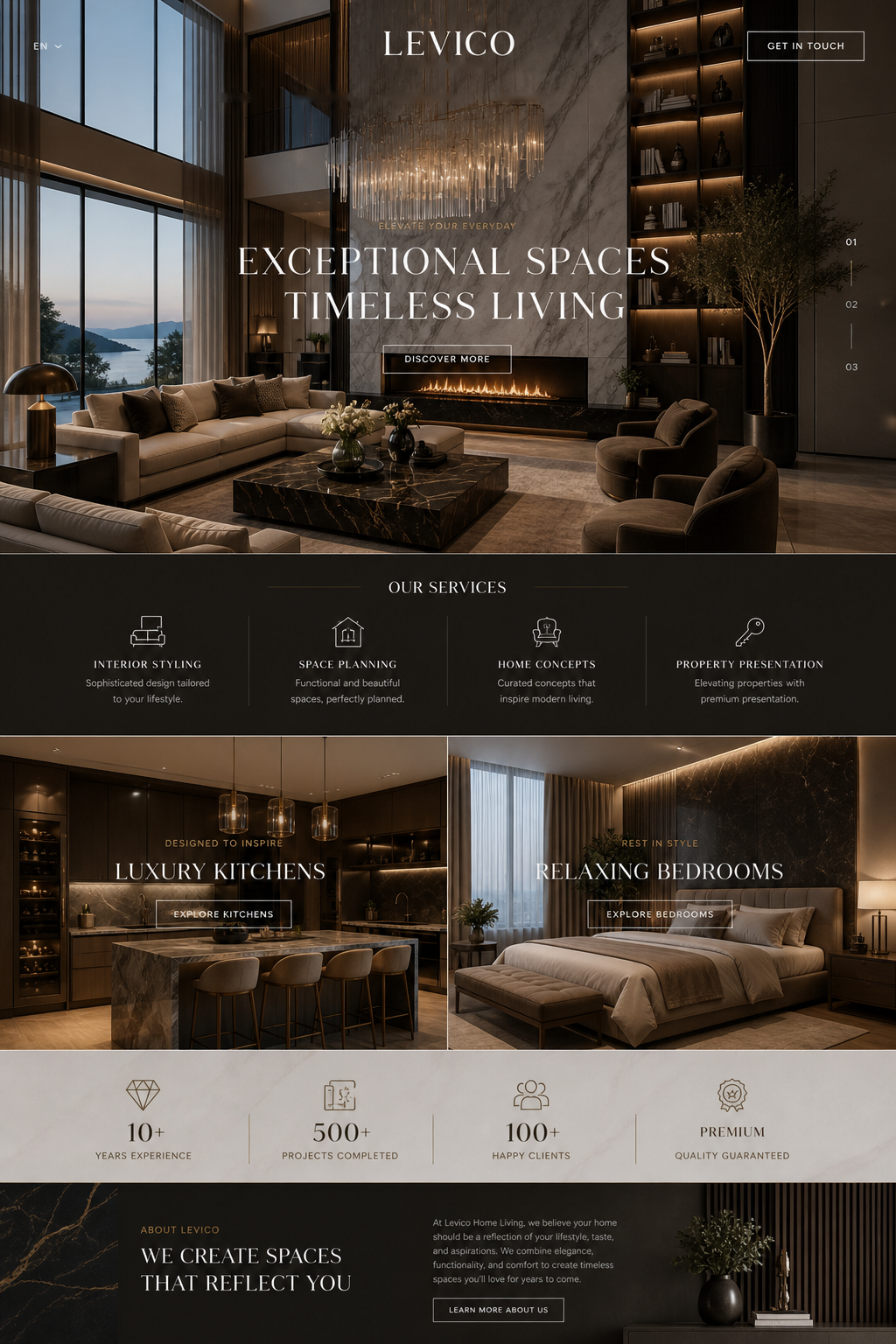 LEVICO HOME LIVING luxury website homepage